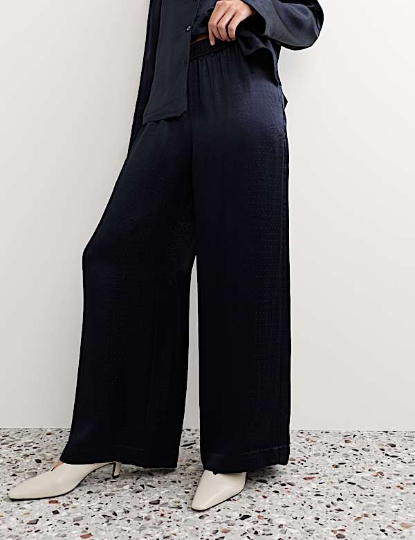 Pantalon large &agrave; motif jacquard - CA