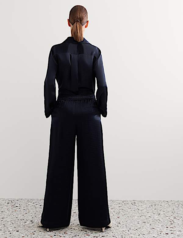 Pantalon large &agrave; motif jacquard - CA