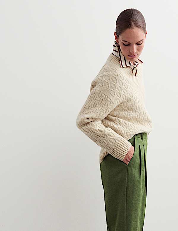 Wool Rich Flannel Tapered Trousers - ES