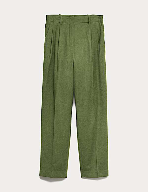 Wool Rich Flannel Tapered Trousers - ES
