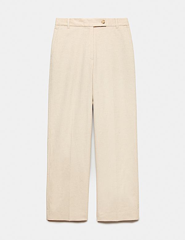 Cotton With Linen Cord Straight Leg Trousers - CH