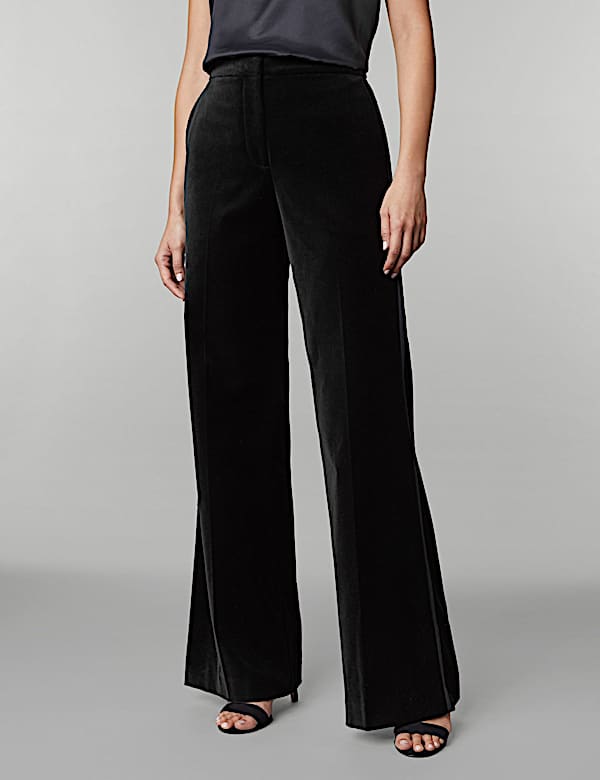 Velvet Tuxedo Wide Leg Trousers - ES
