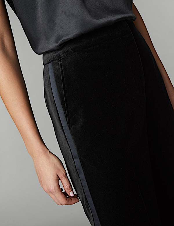 Velvet Tuxedo Wide Leg Trousers - ES