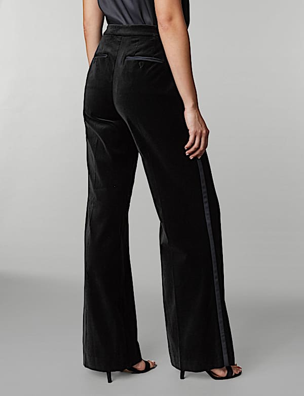 Velvet Tuxedo Wide Leg Trousers - ES
