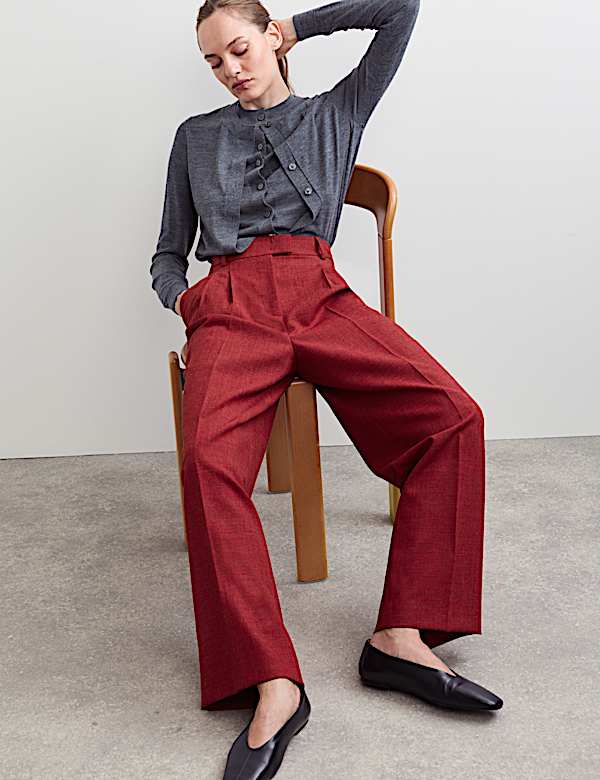 Italian Wool Rich Wide Leg Trousers - CH