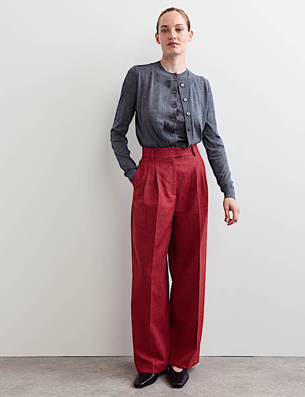 Italian Wool Rich Wide Leg Trousers - CH