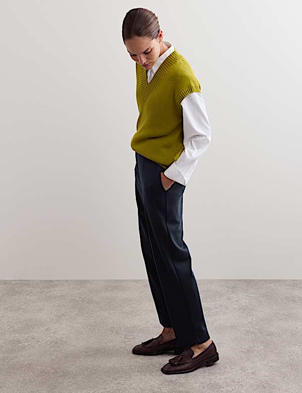 Wool Blend Ponte Slim Fit Trousers - ES