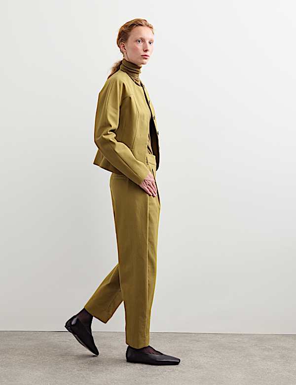 Cotton Modal Barrel Leg Trousers - CH