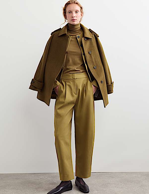 Cotton Modal Barrel Leg Trousers - CH