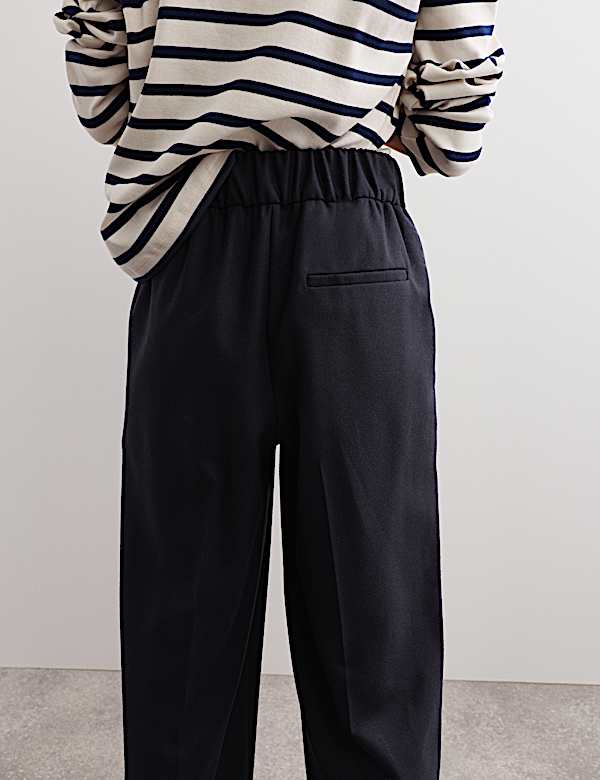 Pure Wool Elasticated Waist Tapered Fit Trousers - AU