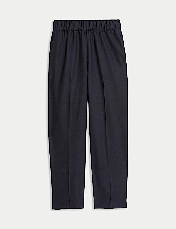 Pure Wool Elasticated Waist Tapered Fit Trousers - AU