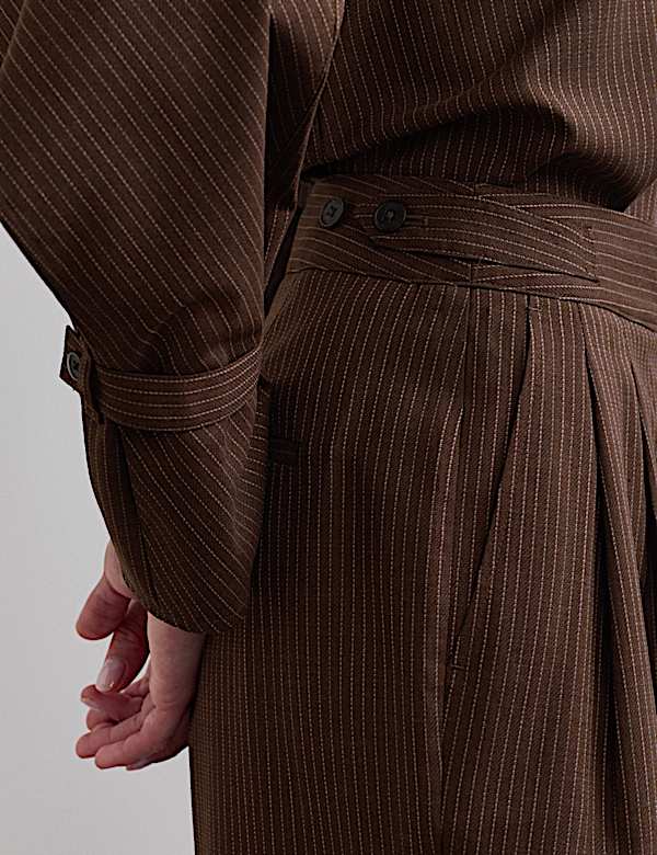 Wool Rich Pinstripe Tapered Trousers - AU