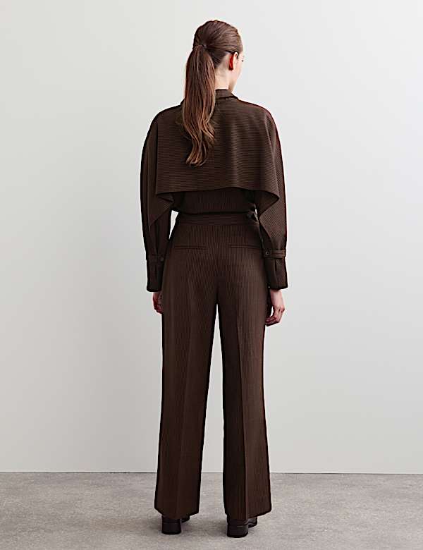 Wool Rich Pinstripe Tapered Trousers - AU