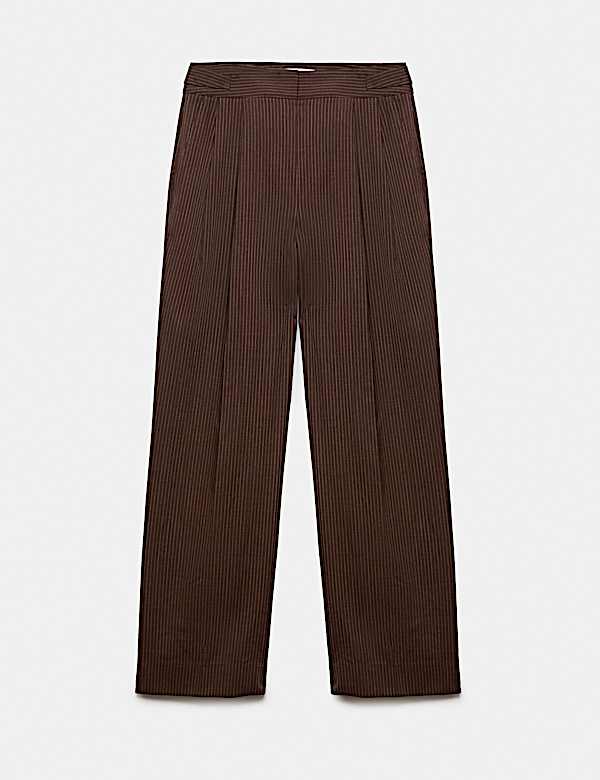 Wool Rich Pinstripe Tapered Trousers - AU