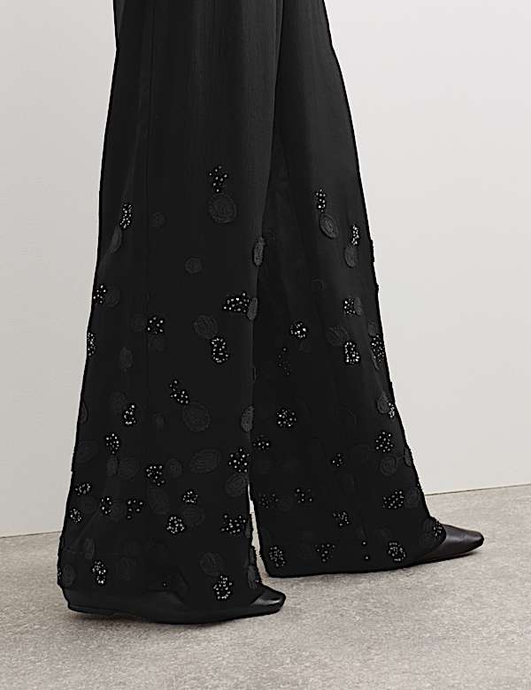 Embroidered Wide Leg Trousers - ES