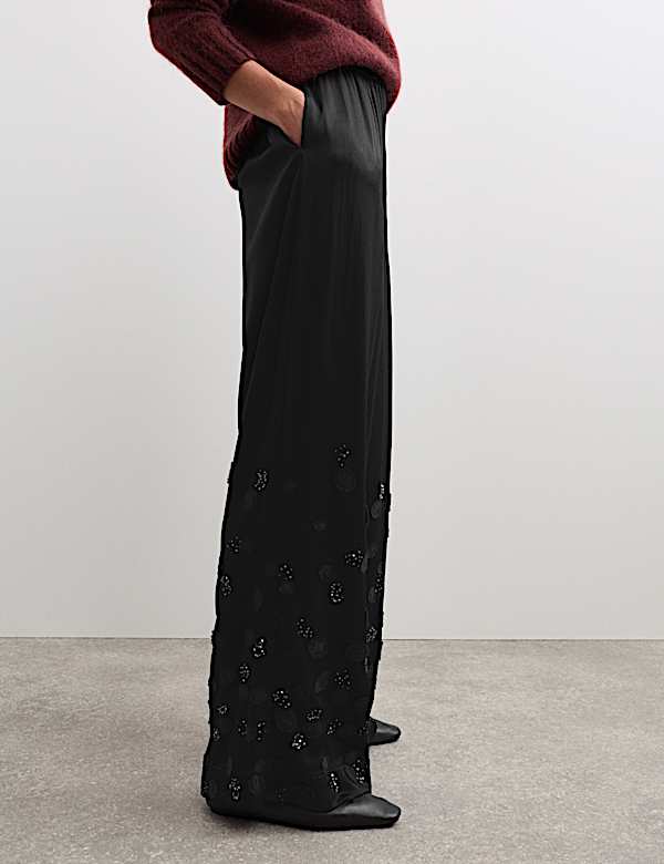 Embroidered Wide Leg Trousers - ES