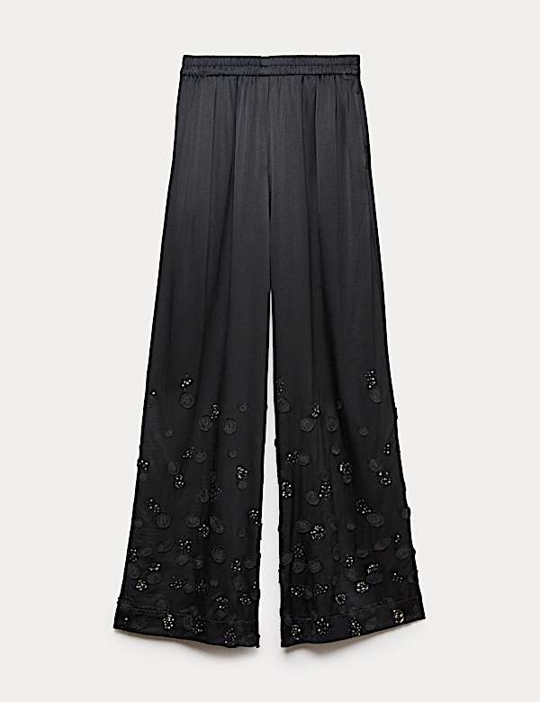 Embroidered Wide Leg Trousers - ES