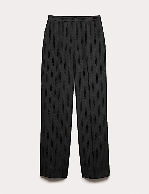 Jacquard Striped Straight Leg Trousers - CA