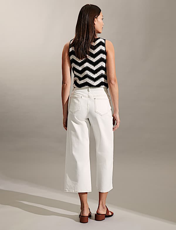 High Waisted Wide Leg Cropped Jeans - NL