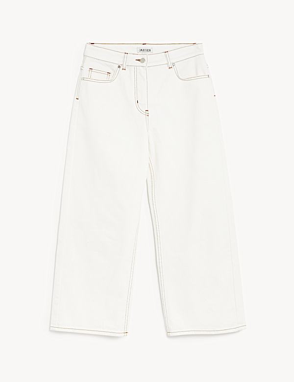High Waisted Wide Leg Cropped Jeans - NL