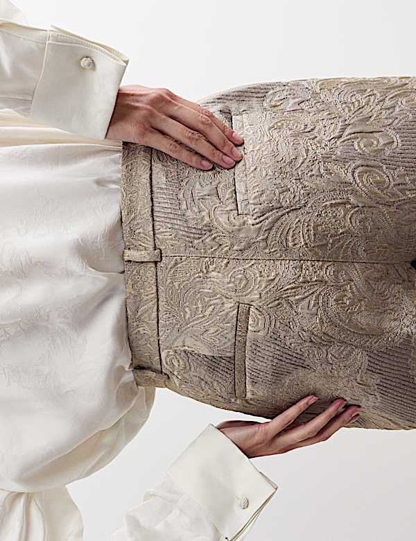 Pantalones acampanados de jacquard metalizados en mezcla de algodón - ES