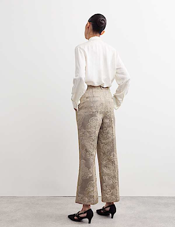 Pantalones acampanados de jacquard metalizados en mezcla de algodón - ES