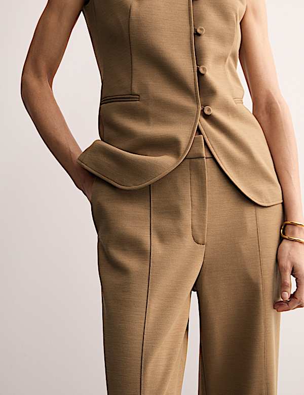 Pantalon large en laine m&eacute;lang&eacute;e - FR