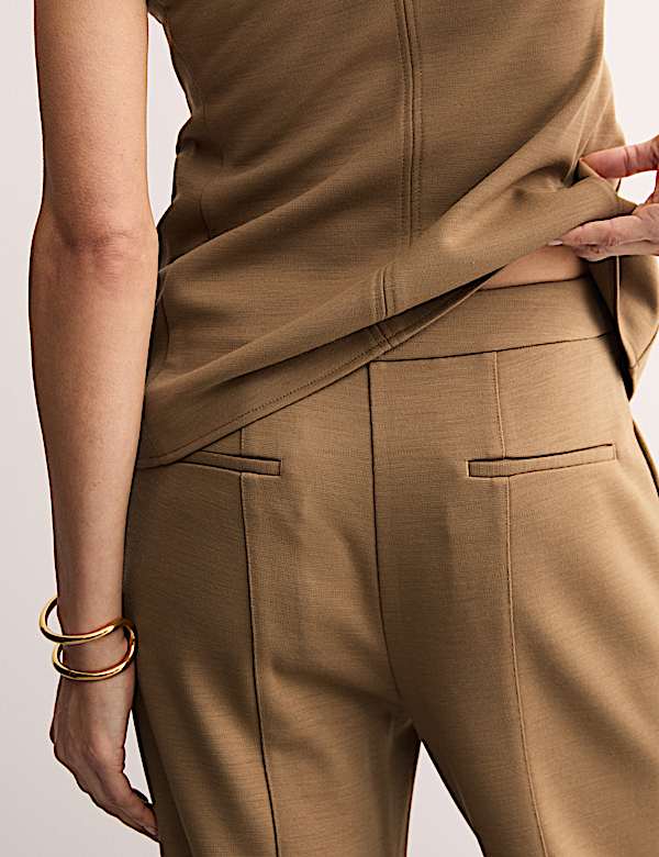 Pantalon large en laine m&eacute;lang&eacute;e - FR