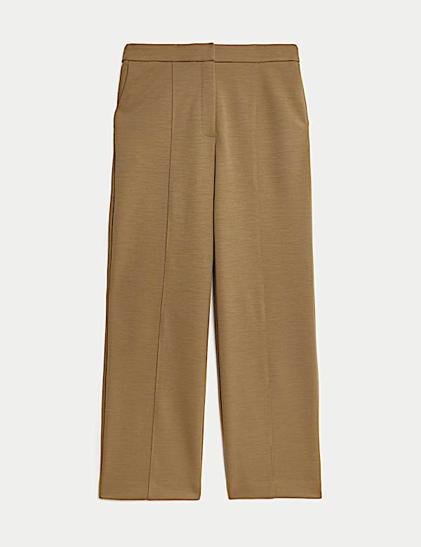 Pantalon large en laine m&eacute;lang&eacute;e - FR