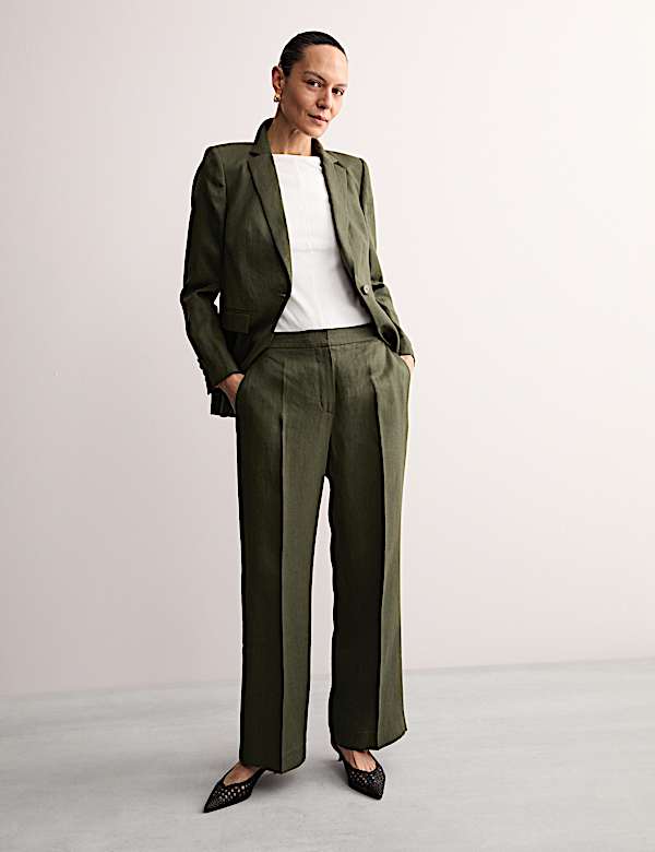 Pure Linen Straight Leg Trousers - GR