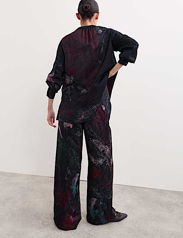 Jacquard Printed Wide Leg Trousers - ES