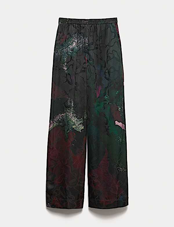 Jacquard Printed Wide Leg Trousers - ES
