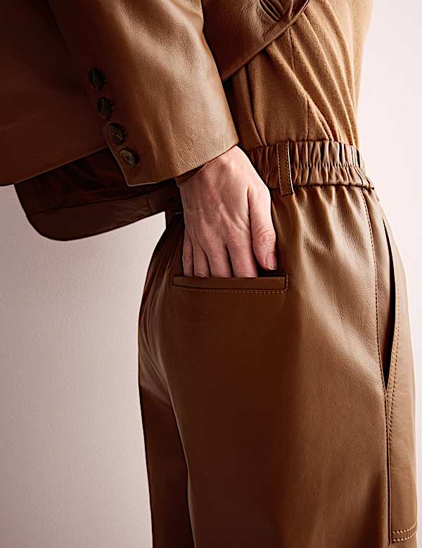 Leren broek met wijde pijpen - NL