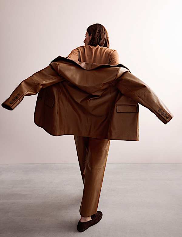 Leren broek met wijde pijpen - NL