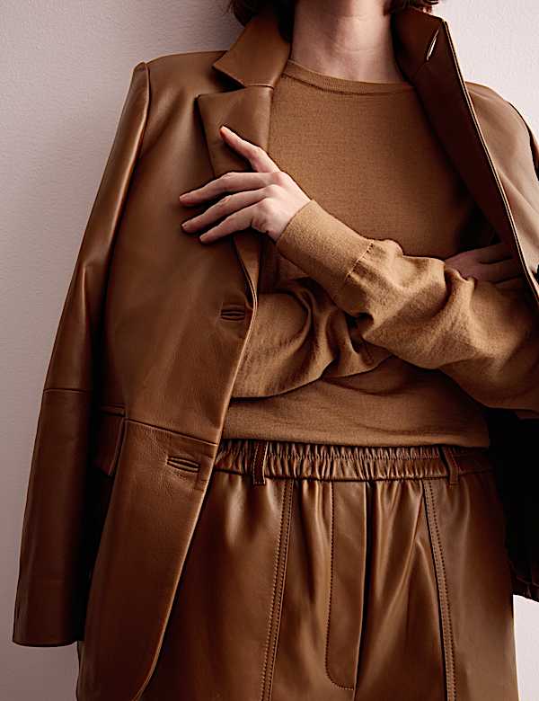 Leren broek met wijde pijpen - NL