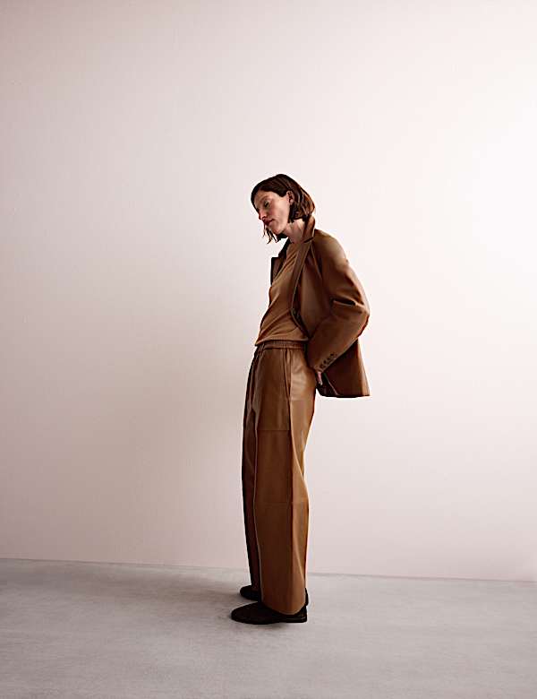 Leren broek met wijde pijpen - NL