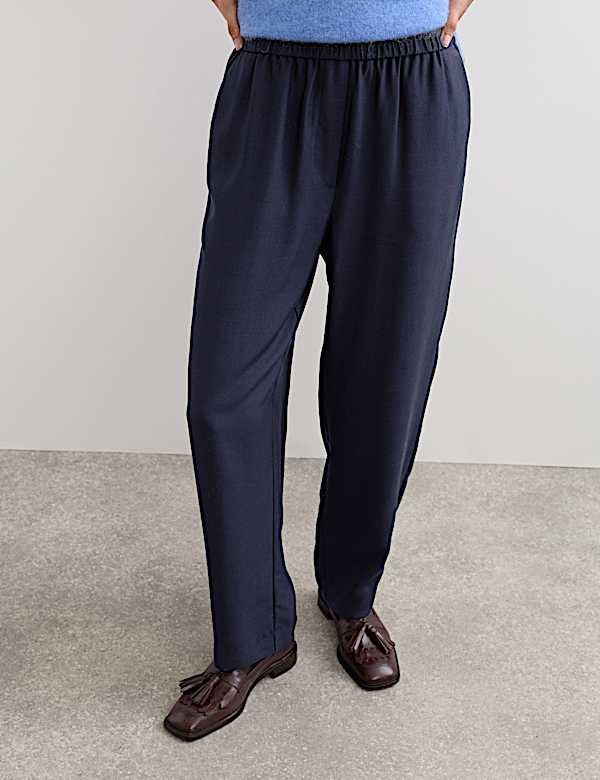 Lyocell Rich Elasticated Waist Tapered Trousers - CA