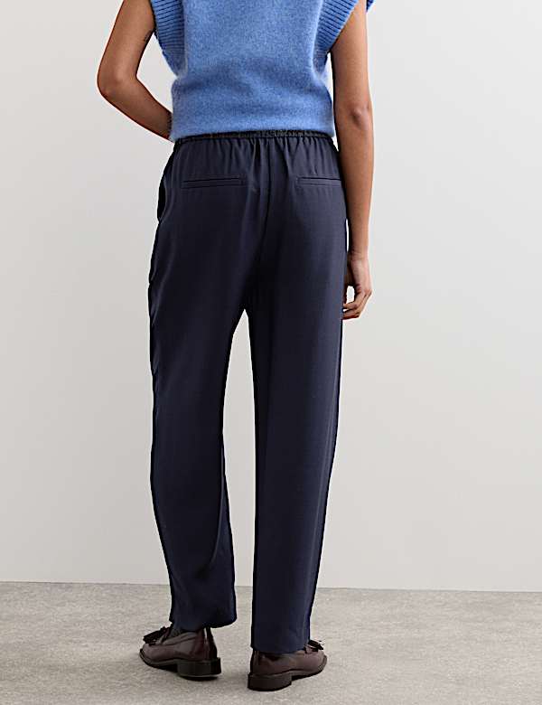 Lyocell Rich Elasticated Waist Tapered Trousers - CA