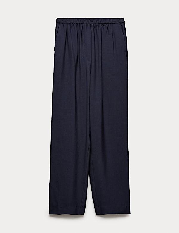 Lyocell Rich Elasticated Waist Tapered Trousers - CA