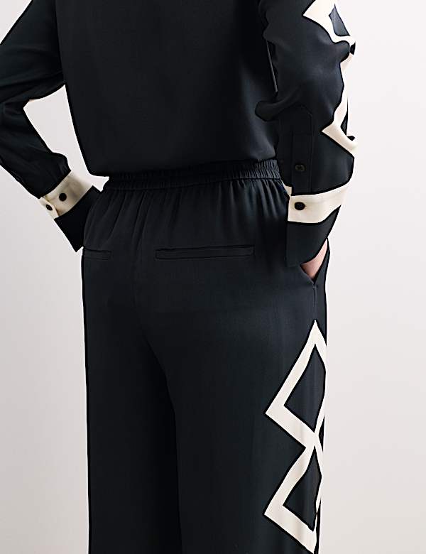 Geometric Jacquard Wide Leg Trousers - CA