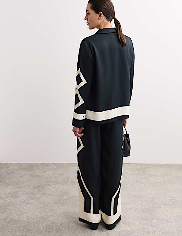 Geometric Jacquard Wide Leg Trousers - CA