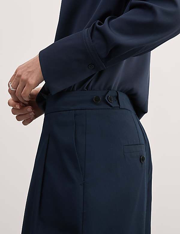 Cotton Rich Pleat Front Wide Leg Chinos - ES