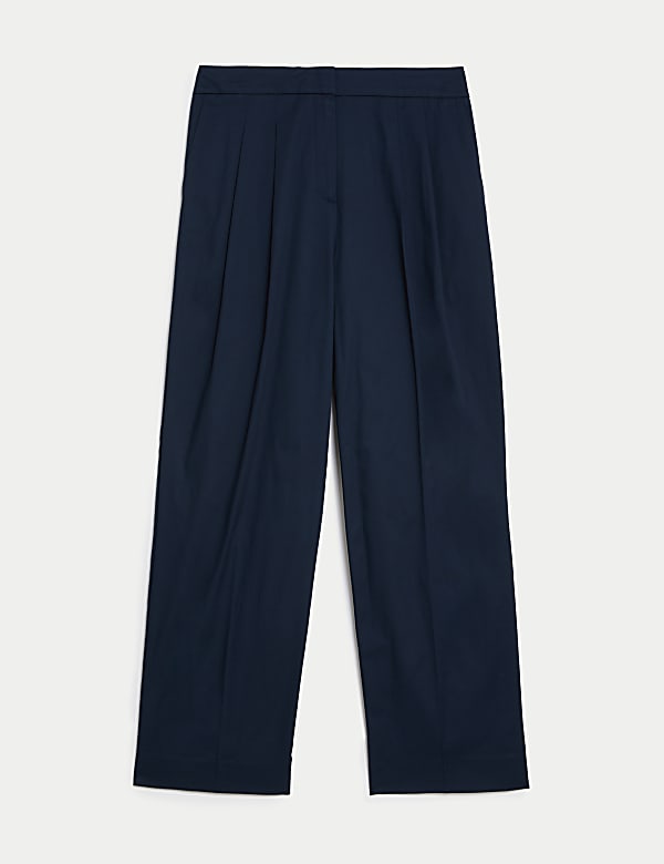 Cotton Rich Pleat Front Wide Leg Chinos - ES