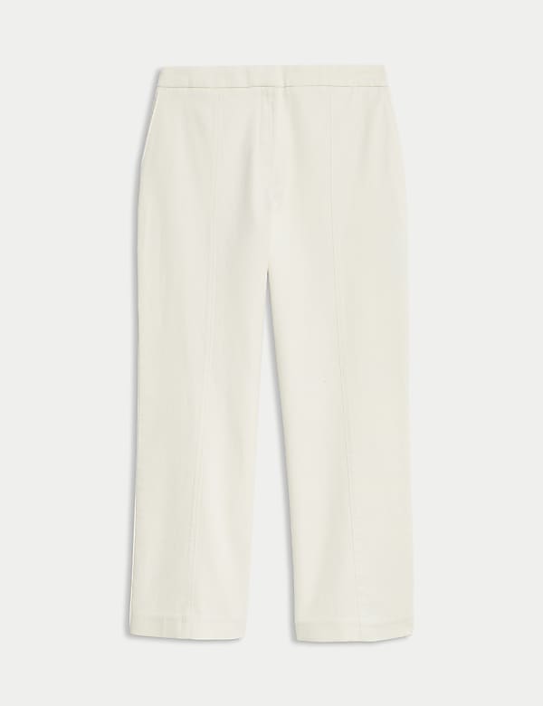 Denim broek met rechte pijpen en elegante figuurnaden - BE