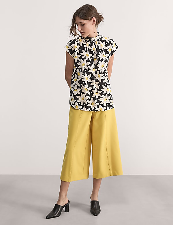 Side Zip Wide Leg Cropped Trousers - GR