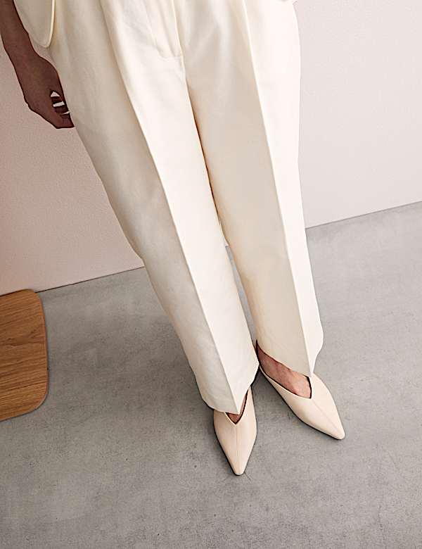 Broek van katoenmix met wijde pijpen - BE