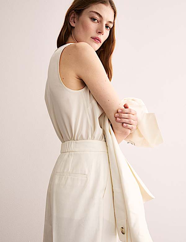 Broek van katoenmix met wijde pijpen - BE