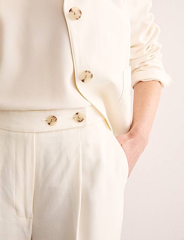 Broek van katoenmix met wijde pijpen - BE