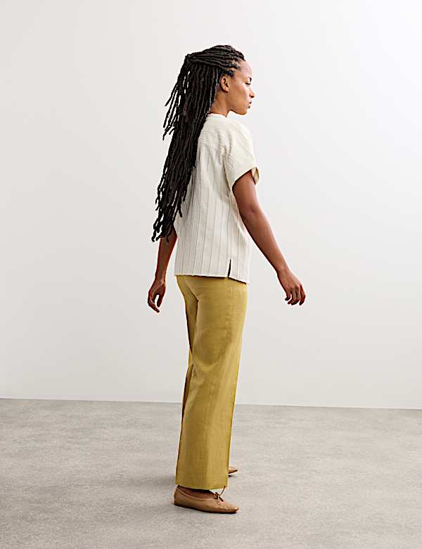 Pure Linen Tailored Straight Leg Trousers - AU