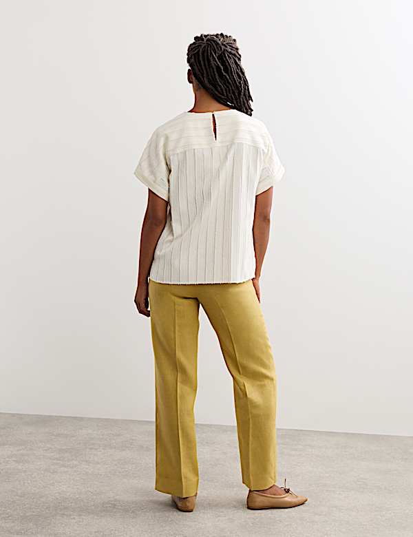 Pure Linen Tailored Straight Leg Trousers - AU